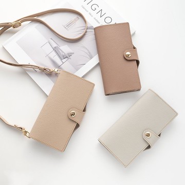 相容於所有型號 智慧型手機保護套 筆記型皮帶 [新型收縮皮革] 真皮 智慧型手機肩帶 暗色 AS13K