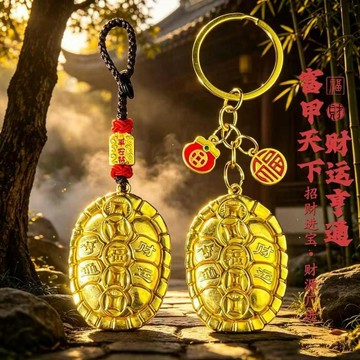 🔥臺灣熱賣⚡️臻品手作.富甲天下守財龜六合開庫鑰匙隨身汽車掛件🎉