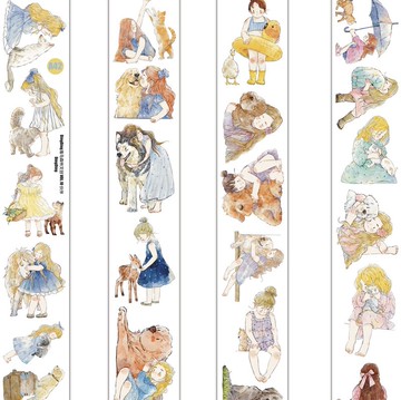 夥伴 動物といっしょ PET 割型貼紙卷 和紙膠帶 6米卷 (kiss-cut)