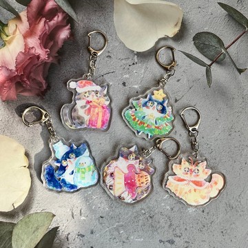 聖誕系列五款貓貓們鑰匙圈