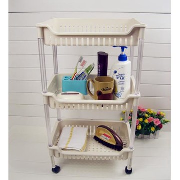 帶輪移動衛生間浴室置物架落地塑料收納架層架廚房菜架夾縫整理架