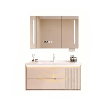 【GU TIN 谷天】智慧型浴室發光鏡櫃組合 一鍵除霧+美妝鏡燈 櫃體感應發光櫃 陶瓷一體盆 【10%蝦幣回饋】