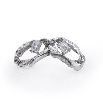 PLOK自然系列925銀電鍍白金鋯石耳飾