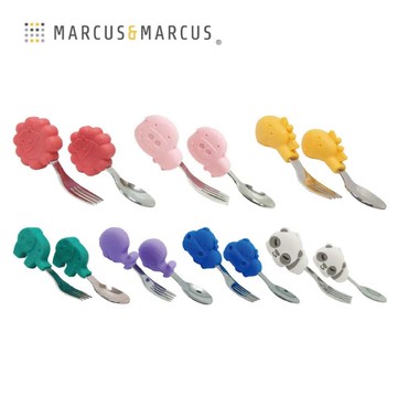 Marcus & Marcus 動物樂園寶寶手握訓練叉匙｜共7色可選【佳兒園婦幼館】