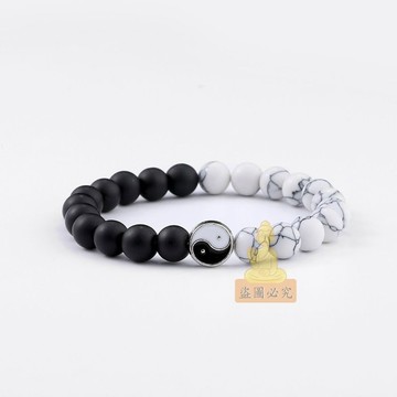 免運🔥手鍊 串珠手鍊 太極陰陽白松石手鍊 古風黑磨砂手工手串 祈福開光過香爐 招財轉運 平安辟邪 擋災人氣款飾品