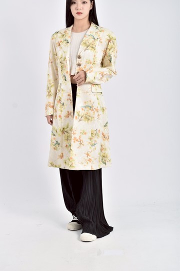 (S) aa長袖花紋黃色外套