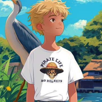 PIRATE LIFE 兒童中性短袖T恤 白色 服飾童裝嬰幼兒親子裝可愛休閒美式海賊王海盜ONE禮物