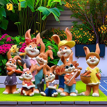 免運 附發票 戶外擺件 卡通擺件 庭院擺件 花園裝飾 拍攝道具 戶外卡通兔子擺件花園庭院動物玻璃鋼雕塑幼兒園林落地擺件裝飾品特惠/工廠現貨 售後保障 全館折扣s535