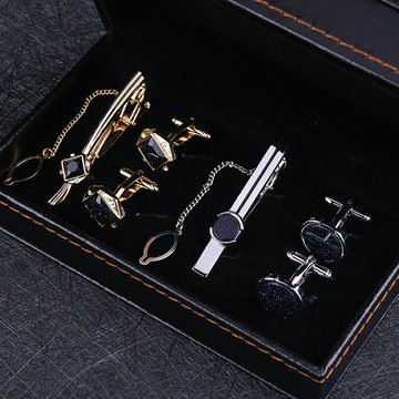 兩套裝男士領帶夾袖扣套裝法式襯衫扣袖釘袖口釘商務領帶夾子禮品