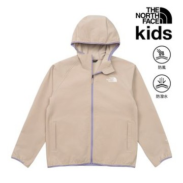 【The North Face 官方旗艦】北面兒童棕色DWR防潑水連帽外套｜8J7MN7J