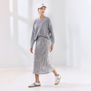 亮片開叉直筒裙(2色)