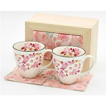 日本【CERAMIC藍】華笑馬克對杯－木箱裝