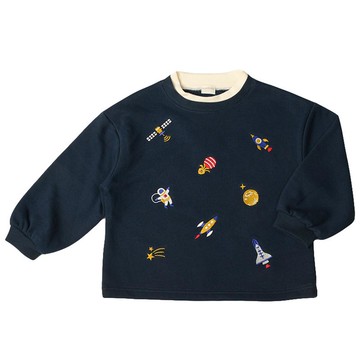 akachan honpo - 長袖休閒上衣-滿版圖案-深藍色