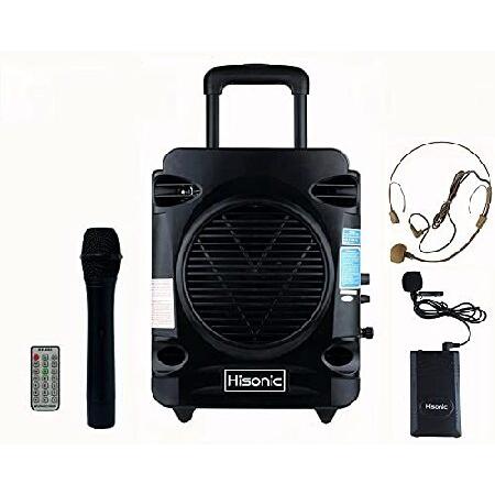 Hisonic HS700 True RMS 35 Watts Rechargeable ＆ Portable PA System with Built-in VHF Wireless Microphones, Bluetooth Connected with Cellphone,Pad,Musi