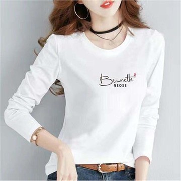 白色t恤女長袖打底衫內搭韓版純棉2023新款春秋薄款洋氣百搭上衣