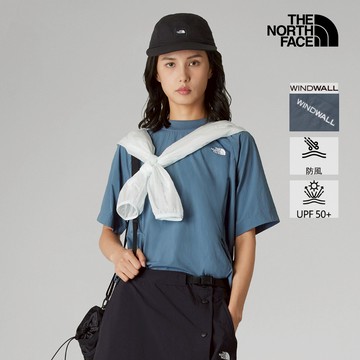 UE女款藍色WINDWALL防風短袖T恤｜8FC70U3