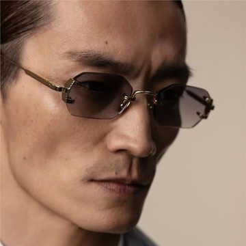 歐美個性小框多邊形太陽鏡無框個性百搭街拍高級感墨鏡男女眼鏡潮