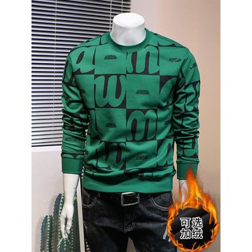 秋冬季2026年新款衛衣男潮牌印花圓領潮流加絨加厚長袖秋冬款純棉