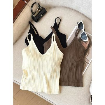 廣州十三行高貨爆款~性感V領一體裹胸吊帶美背小上衣女短款百搭潮