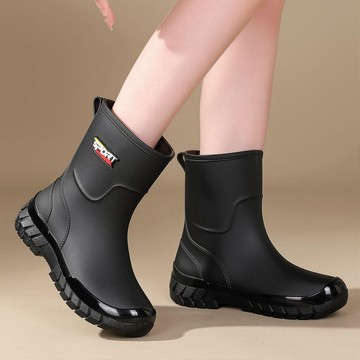 爆款女士中筒雨鞋防水防滑耐磨廚房釣魚寬頭水鞋保暖加厚膠鞋雨靴