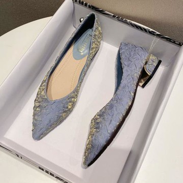 粗跟單鞋女尖頭久站軟底不累腳工作鞋中跟上班女鞋大碼41一43夏季