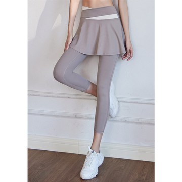 假兩件撞色運動褲 高腰收小腹 A字裙遮肉顯瘦 高彈力好延伸 防走光  瑜珈褲 瑜珈長褲 運動褲 緊身褲