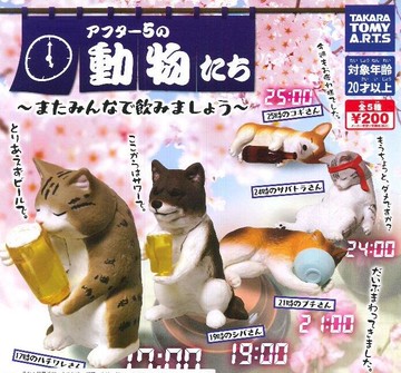 T-ARTS 轉蛋 扭蛋 週5動物們 動物的下班後時光 續攤篇 P4 柯基 柴犬 貓咪 全5種 整套販售