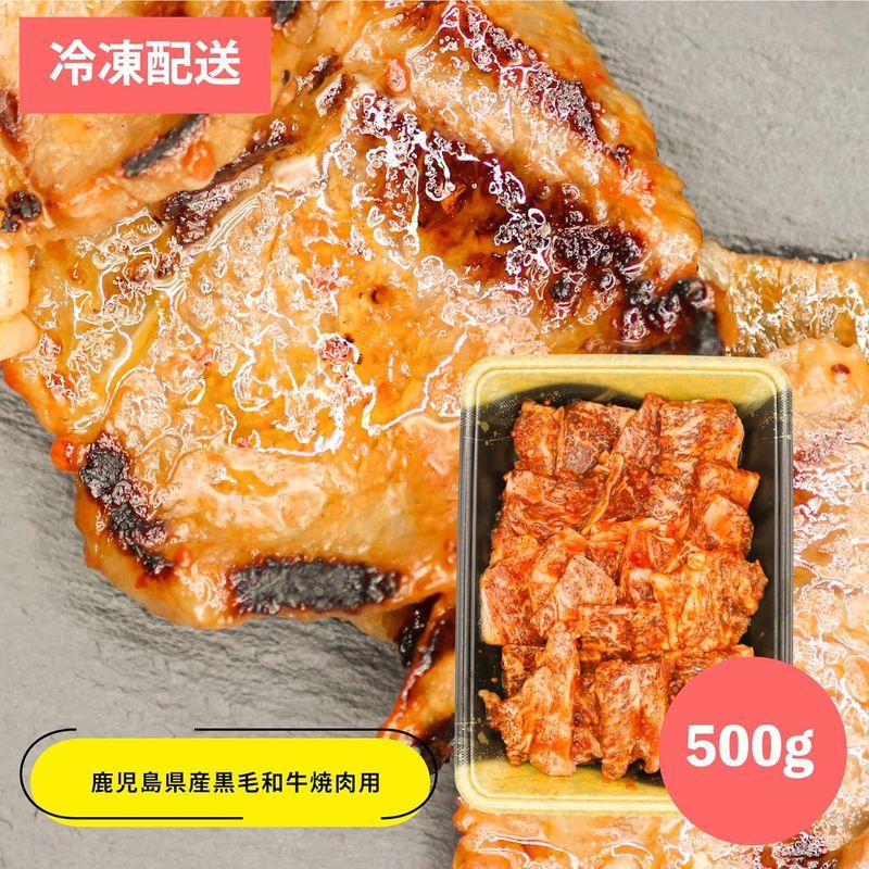 鹿児島県産 黒毛 和牛 タレ漬け 500G キャンプ BBQ 牛 肉 焼肉用 しぜんのおかショップ