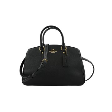 COACH Savannah carryall 黑色荔枝紋皮革三層手提/肩斜背包