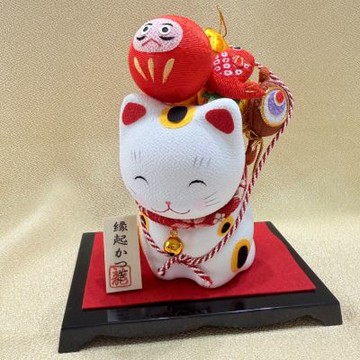 RYUKODO 龍虎堂京都手作縮緬擺飾-好運連連招財貓