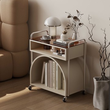 免運附發票 超低價 工廠直銷 可移動床頭櫃奶油風臥室小型收納櫃家用輕奢高級感帶輪鐵藝床邊櫃 出貨快CH3070