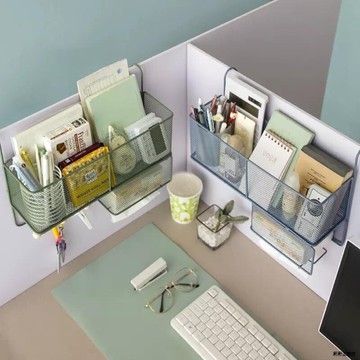 辦公室收納置物架工位整理神器案頭掛籃懸掛式桌上檯面用品盒女生書桌收納文具收納桌上收納辦公收納