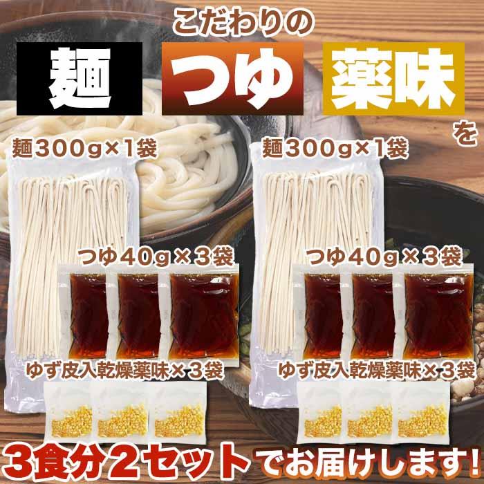 もちもちの麺をゆず香る甘口つゆで食す！宮崎名物釜あげうどん6食セット-ゆうパケット出荷