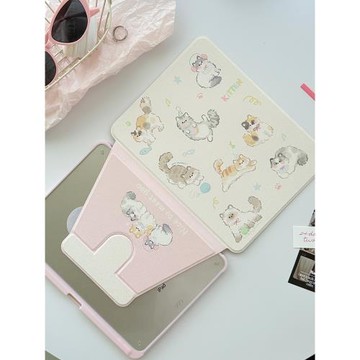 小貓咪粉色適用iPad保護殼Air7可360度旋轉10代10.9寸9代10.2寸Pro11/12.9防彎9.7/10.5平板套mini6筆槽外殼