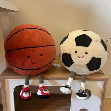 小紅書同款 毛绒玩具 足球玩偶 趣味可愛籃球 安撫布娃娃 創意毛絨公仔