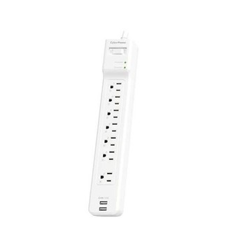 CyberPower 防突波 7 插座 2 USB 2.4A 充電延長線(P0718UB0-TW)《白》