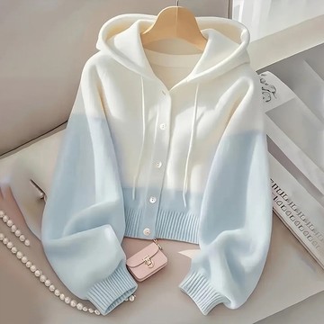 ＊ORead＊日韓學院風繫帶拼色針織衫長袖連帽毛衣(圖片色F碼)