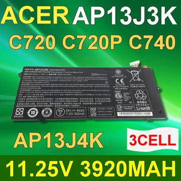 ACER 3芯 AP13J3K 日系電芯 電池 AP13J4K Chromebook C720 C720P C740