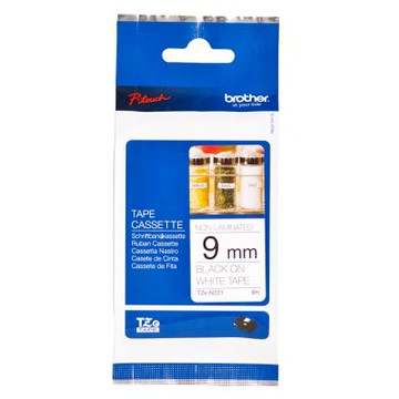【Brother 兄弟】TZe-N221 無保護膜標籤帶 ( 9mm 白底黑字)