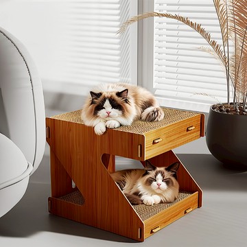 [磨爪休憩的舒適天地] 雙層貓窩 貓抓屋 貓屋 貓抓板窩 貓抓窩 貓窩貓抓板