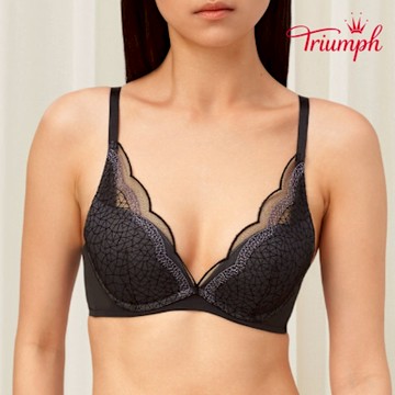 黛安芬-Premium Glow 夜光星辰系列 水波低V軟鋼圈內衣  B-D 性感黑