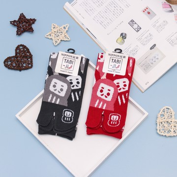 TABI-JI奈良足袋襪(分趾襪)-中高襪(13-18公分)-達摩(紅/黑)