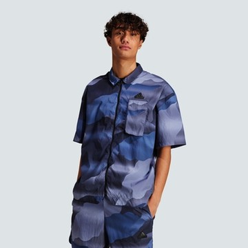 ADIDAS M CE Q2 SHIRT 男短袖襯衫-藍紫-IR5184