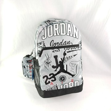 JORDAN Air School JD2533026AD001 後背包 書包 附筆袋 灰/黑【iSport愛運動】