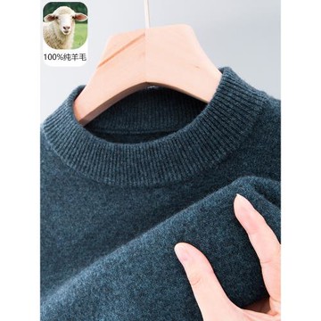 100純男士半高領打底羊毛衫秋冬季嘉興濮院爸爸裝針織衫毛衣上衣