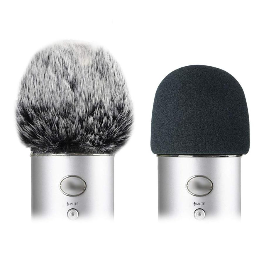 Foam Microphone Windscreen with Furry Windscreen Muff Mic Wind Cover Pop