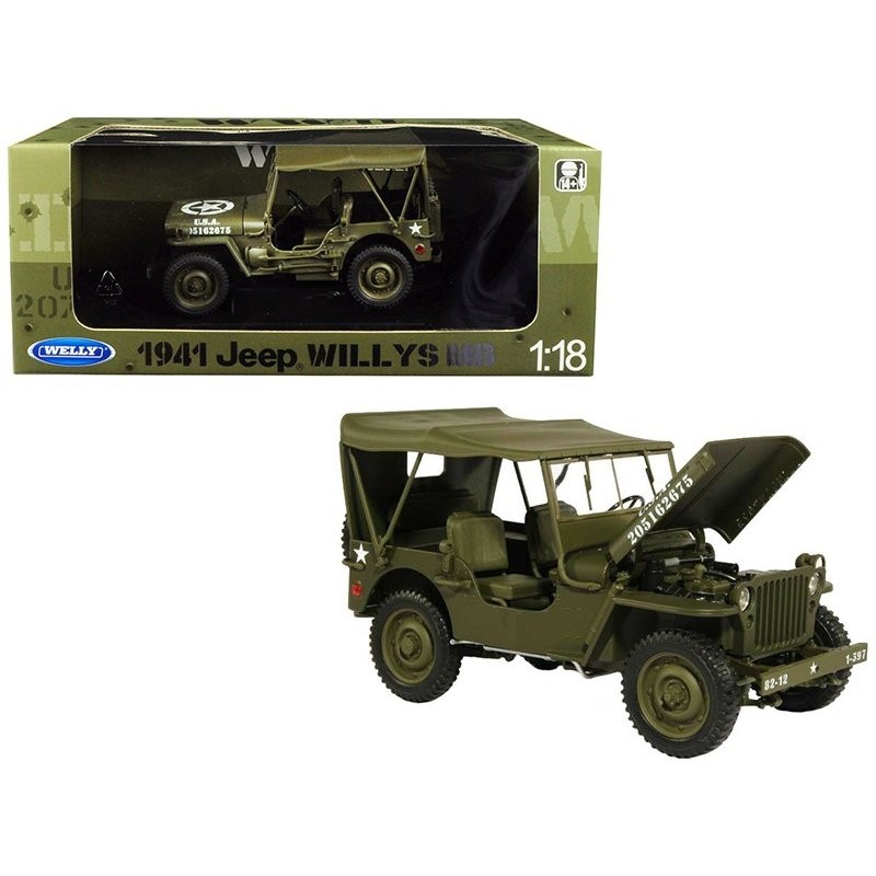 ミニカー 1 18 WELLY ウィリスジープ ジープ U.S. Army スフトトップ