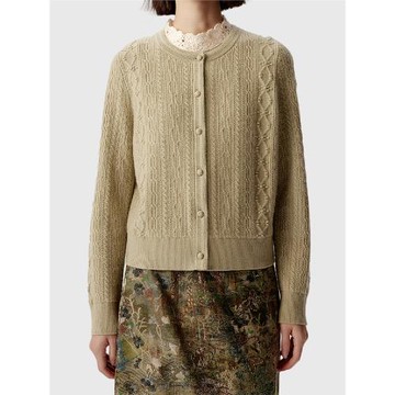 V*家新款羊絨針織開衫純手鉤紐扣圓領春季新款4939A