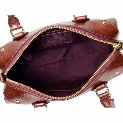 COACH メタリックレッド ボストン型ショルダーバッグ 美品】coach コーチ 2WAY ショルダーバッグ ミニボストン レザー