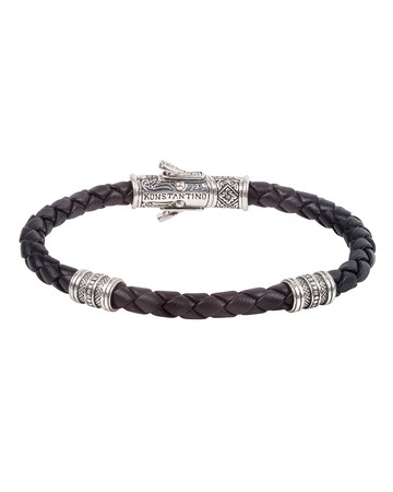 Sterling Silver Braided Leather Bracelet